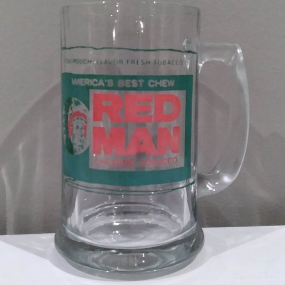 Vintage Redman Tobacco Chew Glass Beer Stein/Mug/Glass- RARE - Picture 4 of 4